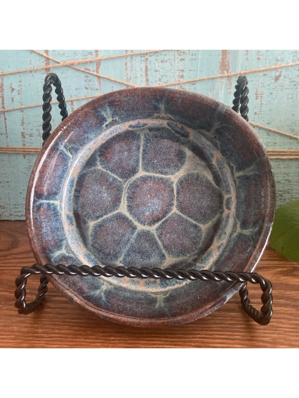 VTG Stoneware Bowl Featuring the Frozen Pond Glaze Effect Tortoise Shell Signed